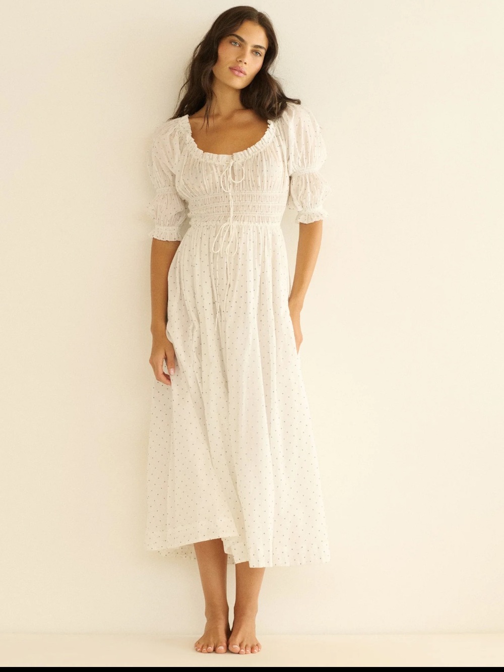NWT Doen ISCHIA DRESS IN SALT FLOCK DOT